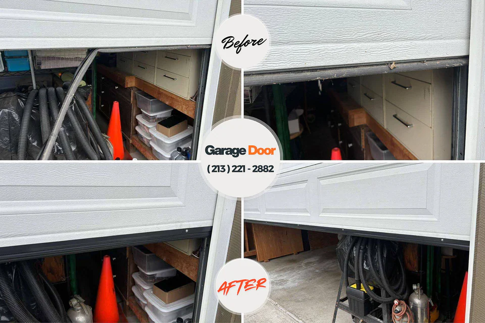 Before and after: garage door repair Desert Hot Springs, CA